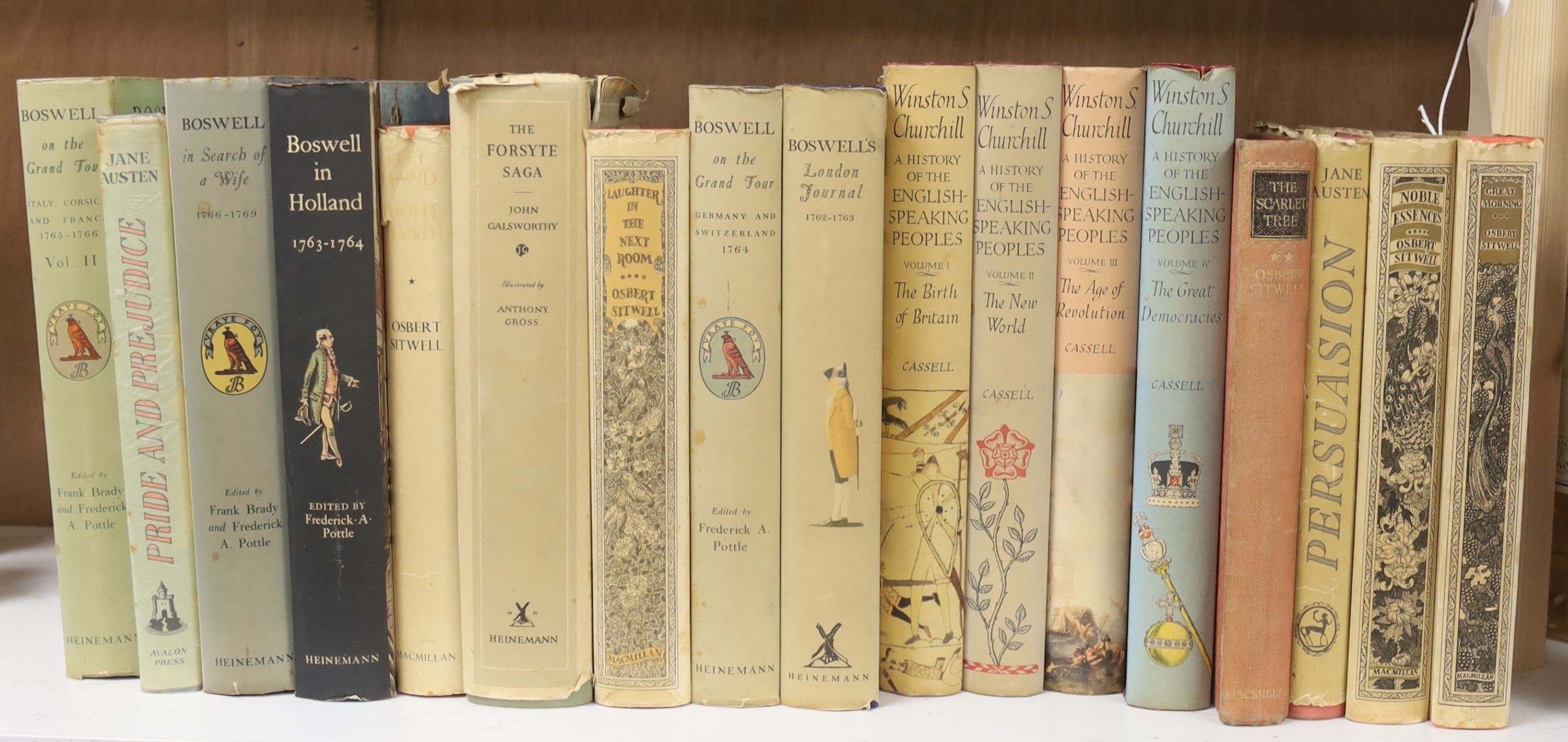 A quantity of books by Osbert Sitwell and Winston Churchill